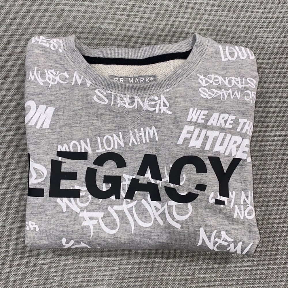 Primark boy’s graphic print pullover gray sweatshirt size 9/10 - Picture 5 of 5